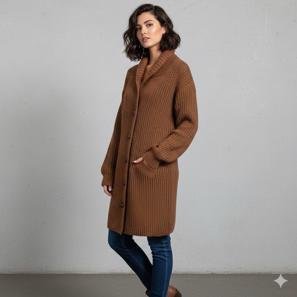 See By Chloe Brown Alpaca Wool Long Duster Cardigan - Small, made in Italy 🇮🇹